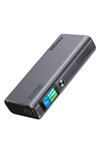 Promate Power Bank Titan-130 130W - with USB-C Cable - 20000mAh Capacity - Silver