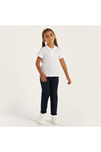 Juniors Solid Polo T-Shirt With Short Sleeves