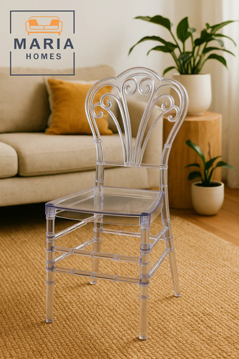 MARIA HOMES Clear Acrylic Swirl Back Chair – Elegant Transparent Plastic Chair for Weddings, Events, or Dining