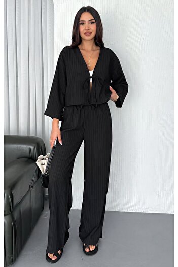 Noa Noa Front Tie Detailed Trousers Cardigan Set