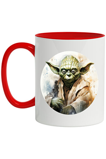 StoryGift Romania Mug With Yoda, Jedi, Lightsaber, Star Wars, Circle, Illustration, Multicolor 330 ml,, With ,STG