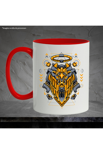 StoryGift Romania Mug With Eagle, Wings, Aura, Robot, Geometric, Sci Fi, Robot, Arrows, Multicolor, With ,STG