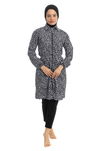 LEOMA Fully Covered Water Repellent Quick Drying Zippered Hijab Swimsuit
