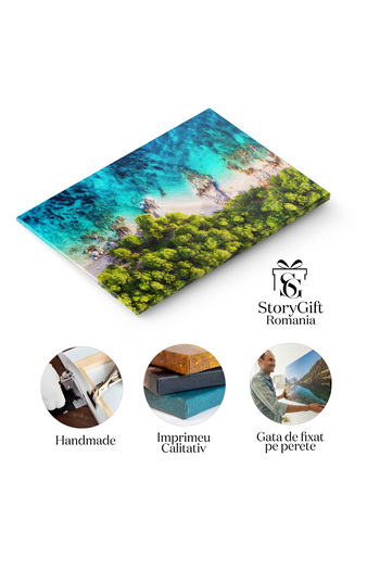 StoryGift Romania Canvas Painting 40 x 25CM Aerial Coastal Panorama, Beach, Croatia, Peak, Ocean, Turkey, STG.
