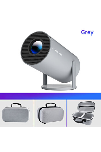 Choice5 UK Plug Grey Bag Magcubic Projector HY300 Pro 4K Android 11 Dual Wifi6 290ANSI Allwinner H713 BT5.0