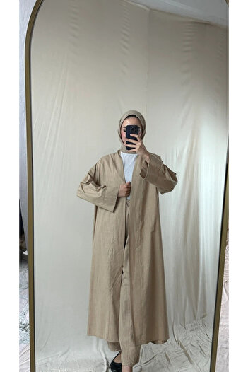 Motto Collection Bej Keten Kimono Takım