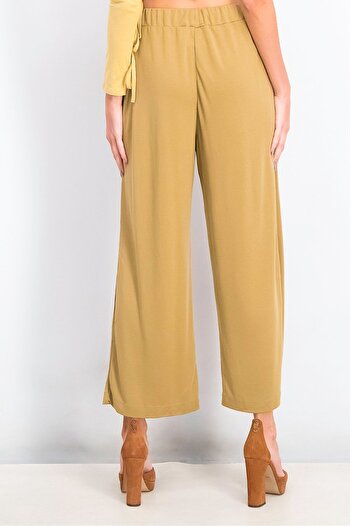 Esprit Women Regular Fit Drawstring Plain Pants, Brown