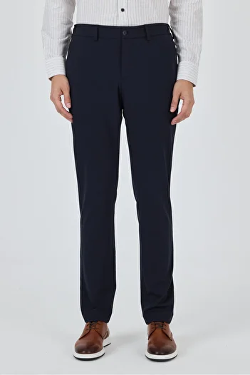 İmza Dark Navy Blue Flexible Side Pocket Casual Slim Fit Jogger Trousers 1003250162
