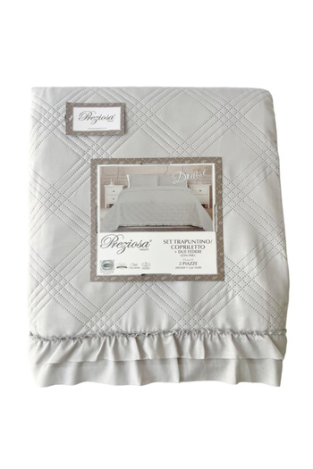 Preziosa Duvet cover and 2 gray pillowcases set, 260x260 cm + 2 pillowcases 52x82 cm, Denise Preziosa Home