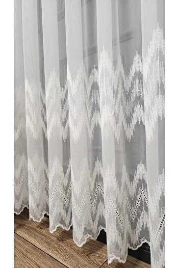 Taç Farbateks Planting Skirt Wide Rhythm Model Patterned 1E2Layers Wrinkle-Free Ironing-Free Linen Tulle Curtain