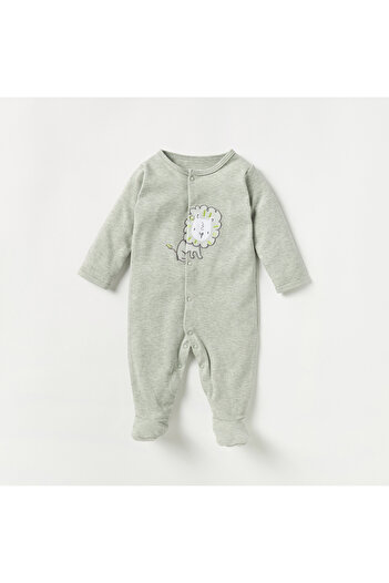 Juniors Lion Embroidered Sleepsuit with Long Sleeves
