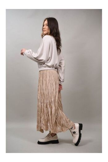 Caspiche Splendore Asymmetrical Crinkle Skirt Single Waist Gold