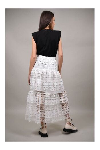 Y TWO WOMEN LONG SIMPLE MACRAME SKIRT White SINGLE WAIST