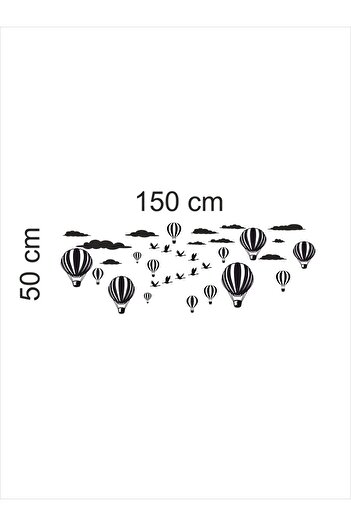TRC TRAFİK Flight to Freedom Balloons and Birds Wall Decor Sticker (White)