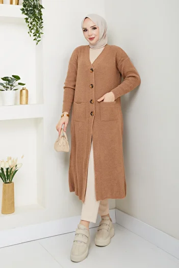 Pamuk Butik Γυναικείο πλεκτό με κουμπιά φαρδιά ζακέτα