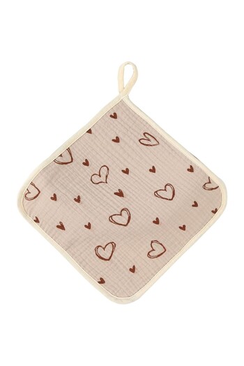 Flippy Absorbent Towel, Flippy, Cotton, 25 x 25 cm, Heart Model, with Holder, Beige