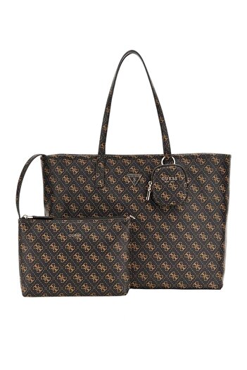 Guess Power Play Large Tech Tote Women Brown Handbag Hwqg9006240-Bnl