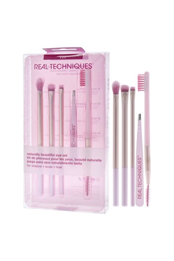 Real Techniques Naturally Beautiful Eye Makeup Brush Kit 5 Piece Set Pink
