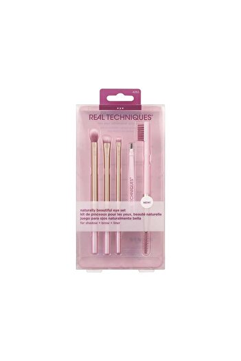 Real Techniques Naturally Beautiful Eye Makeup Brush Kit 5 Piece Set Pink