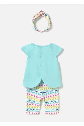 MAYORAL Baby Girl Hair Band T-Shirt Leggings Set Turquoise 1763