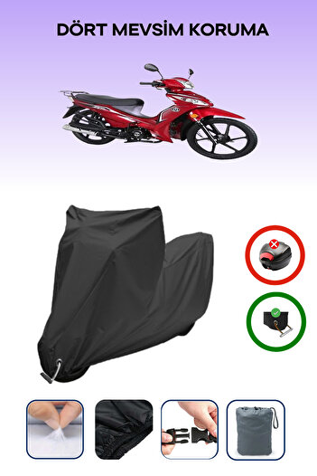 Breen Black, Cuba Aegean 50, Motorcycle Tarpaulin, Lock Compatible, Rear Bag Incompatible