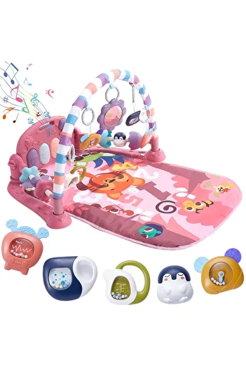 indiggo Activity Center, KinderVibe, Removable Piano, Sounds, Lights, Toys, Removable Mirror, Pink