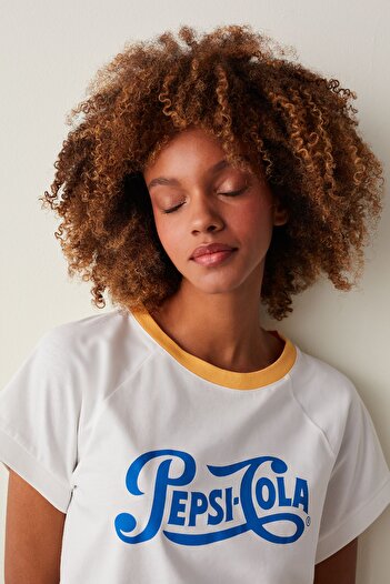 Penti White Pepsi Short Sleeve T-Shirt Pajama Top