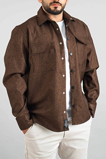 bombe Men's Indigo Seasonal Casual Inside Scuba Coated Sports Cut Coat Snap Jacket Shirt
