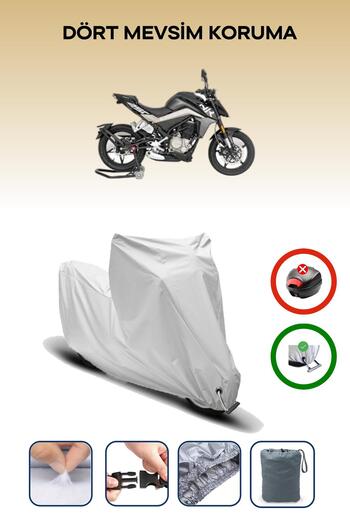 Breen Gray, Cfmoto 250Nk, Motorcycle Tarpaulin, Lock Compatible, Rear Bag Incompatible