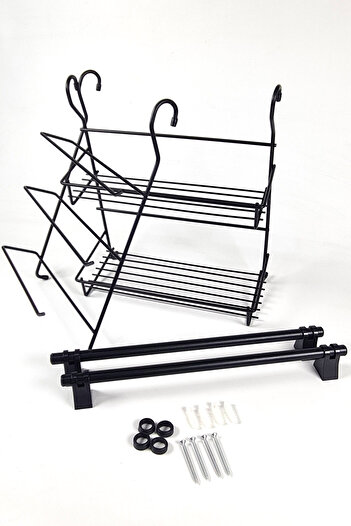 Binbirreyon Counter Hanging Organizer Rack Spice Rack Foil Rack Towel Rack with 2 Hanger Bars 67cm Rd067