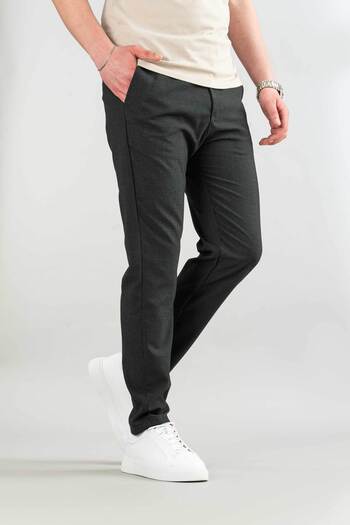 bombe Men's Smoked Flexible Lycra Ankle Length Casual Comfortable Side Pocket Fabric Trousers