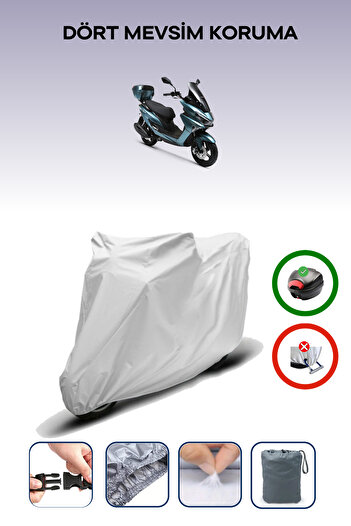 Breen Gray -Rks Newlight 125 Pro- Motorcycle Tarpaulin, Rear Bag Compatible, Lock Incompatible