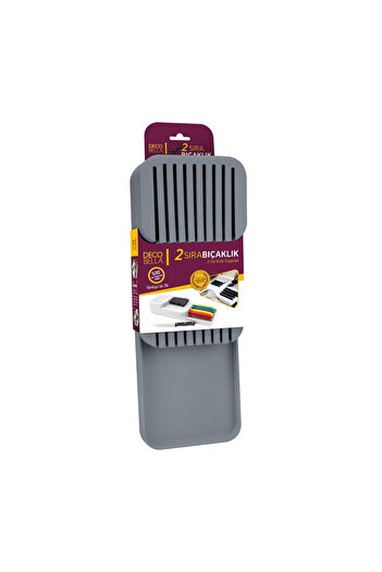 Decobella |   2 Row Knife Holder, 18 Knife Capacity, Space Saving and Secure Storage, Anthracite