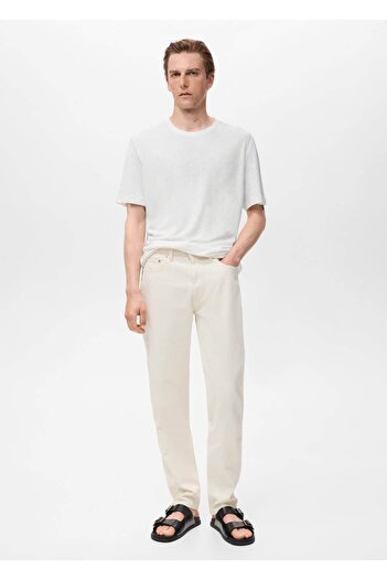 MANGO Man Slim fit keten tişört
