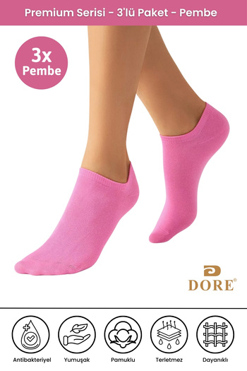 Dore Original 3 Pairs Premium Anti-Sweat Comfort Model Breathable Seamless Invisible Solid Color Socks