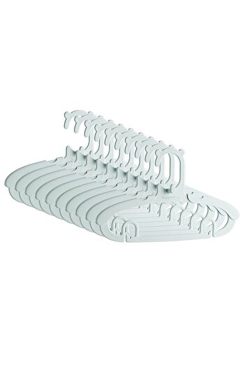 Flippy 10 Children's Hangers, Flippy, Suitable for Drying and Storing Baby Clothes, 28x16.7 cm, Green
