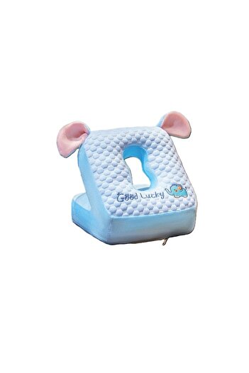 Flippy Pernă din spumă pentru birou, călătorii, pauze, design cu elefant, microfibră, 30x35x30 cm, albastră