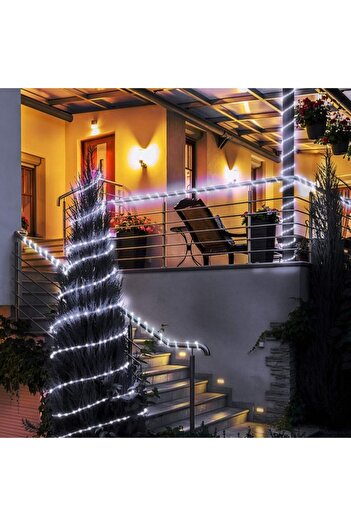 Flippy Instalatie Craciun tip furtun 32m, 300 LED, 8 programe, Solara, Alb Rece, Cupru