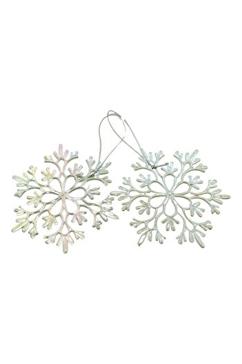 Flippy Christmas Tree Ornament, Pearl, Snowflake Shape, 10x10 cm, Plastic,