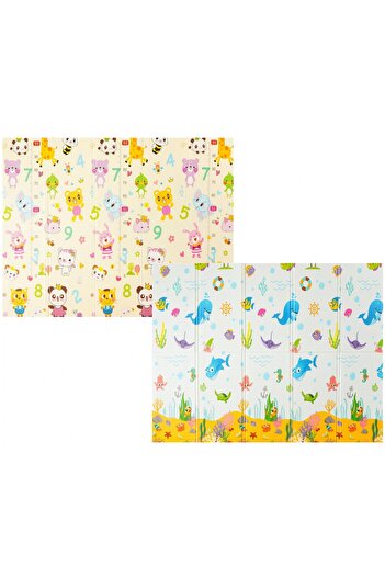 Flippy 2-Sided Children's Play Mat, Flippy, Foam, Waterproof, Non-Slip, Marine/Animals, 180x200x1.5 cm