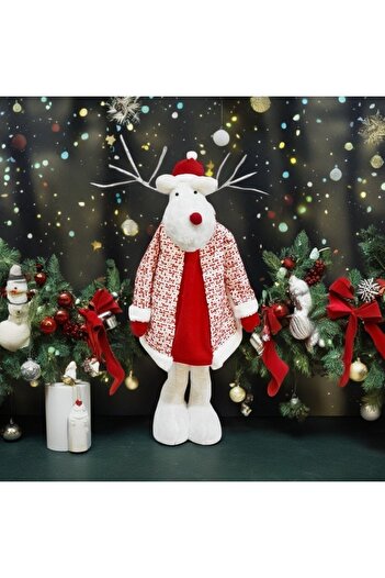 Flippy For Christmas, Flippy, Reindeer, Telescopic Legs, Adjustable Height 42 - 80 cm, with Coat, White/Red