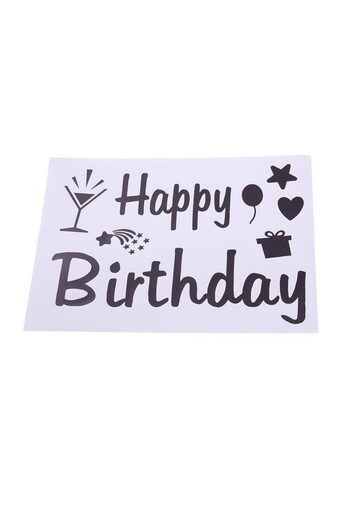 Flippy Sticker Autocolant pentru Baloane, Flippy, Tematica Aniversare, Model Happy Birthday, 29x21 cm, Negr