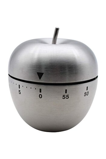 Flippy Kitchen Timer, Flippy, Mechanical, Apple Shape, Stainless Steel, 60 min Timer, 7.5 x 6.2 cm, Silver