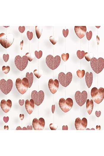 Teo Heart Banner, , Fringe Type, 4 m, Thread Roll Included, Pink with Glitter