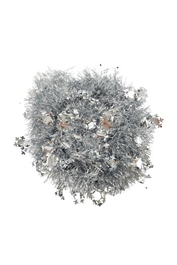 Flippy Christmas Tinsel with LED, Silver, Snowflake Model, 2m x 5cm, PVC, Artificial,