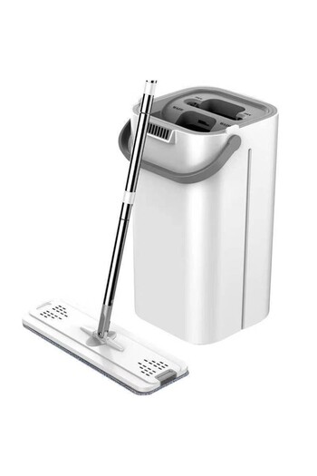 Flippy cleaning set, 5.7 l bucket, 4 microfiber refills included, modern design, white