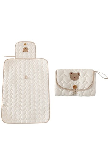 Flippy Multifunctional Blanket for Diaper Changing, Waterproof, Cotton, Portable, Beige Bear Model