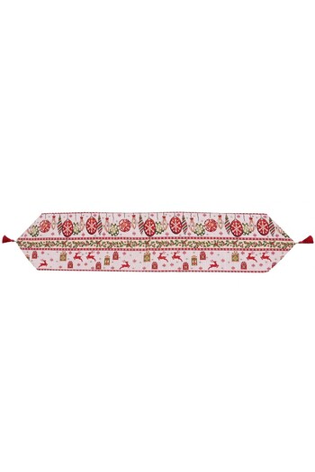 Flippy Table Runner, Flippy, Napron, Corner and Tassel, 173x34x0.2 cm, White/Red