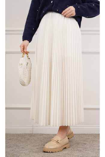 MODA Leather Look Pleated Skirt