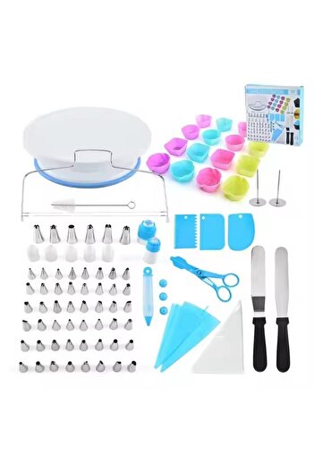 Flippy Set of 92 Cake Decorating Tools, Flippy, Plastic and Stainless Steel, Muffin Shapes, Multicolor